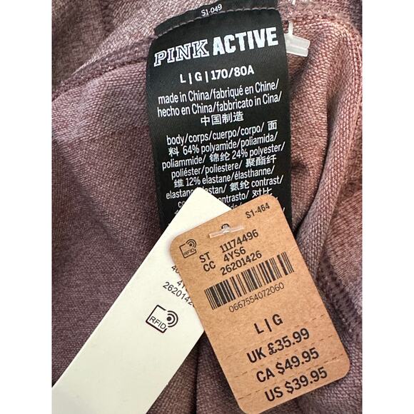 Pink Active Mauve high waist full length tight leggings size Large - Picture 3 of 9